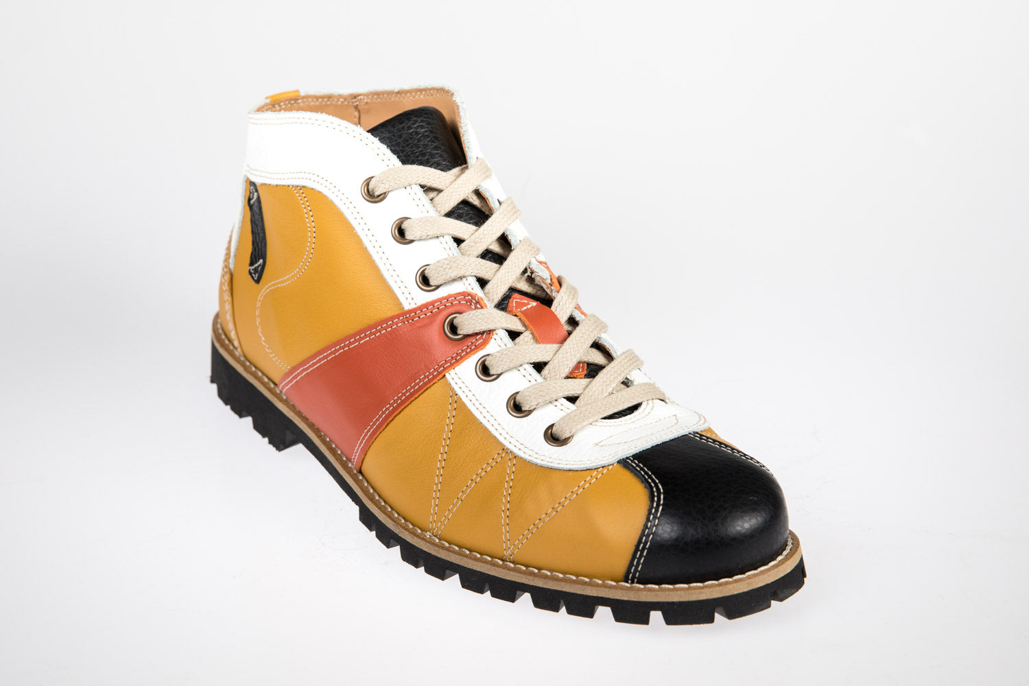 "The Kicker" Retro Sneaker senfgelb-weiß-orange-schwarze Retro Sneaker "the Kicker" Vibram®