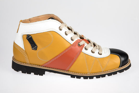 "The Kicker" Retro Sneaker senfgelb-weiß-orange-schwarze Retro Sneaker "the Kicker" Vibram®