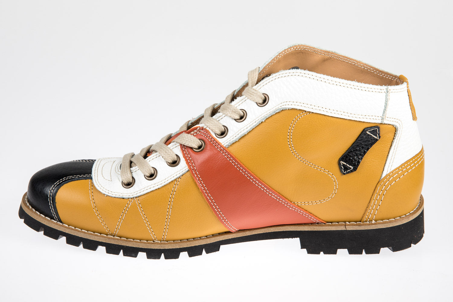 "The Kicker" Retro Sneaker senfgelb-weiß-orange-schwarze Retro Sneaker "the Kicker" Vibram®