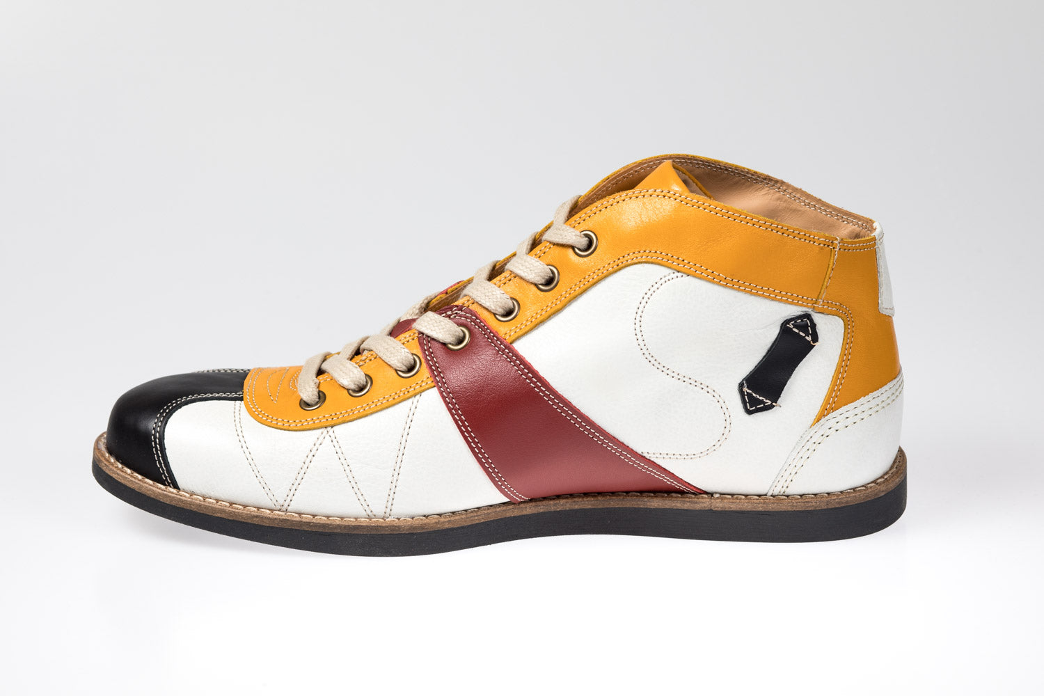 Leder Sneaker "The Kicker" weiß_gelb_rot_schwarz