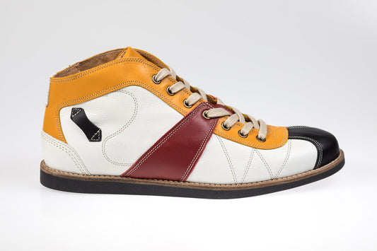 Leder Sneaker "The Kicker" weiß_gelb_rot_schwarz