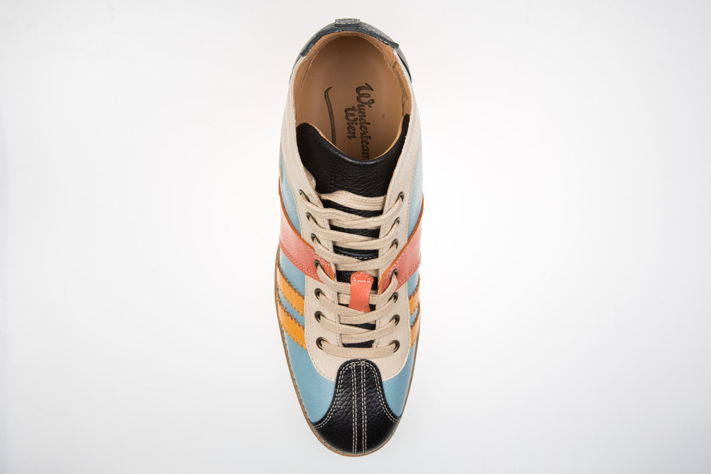 "The Racer" Retro Sneaker Leder_schwarz-hellblau-orange-gelb