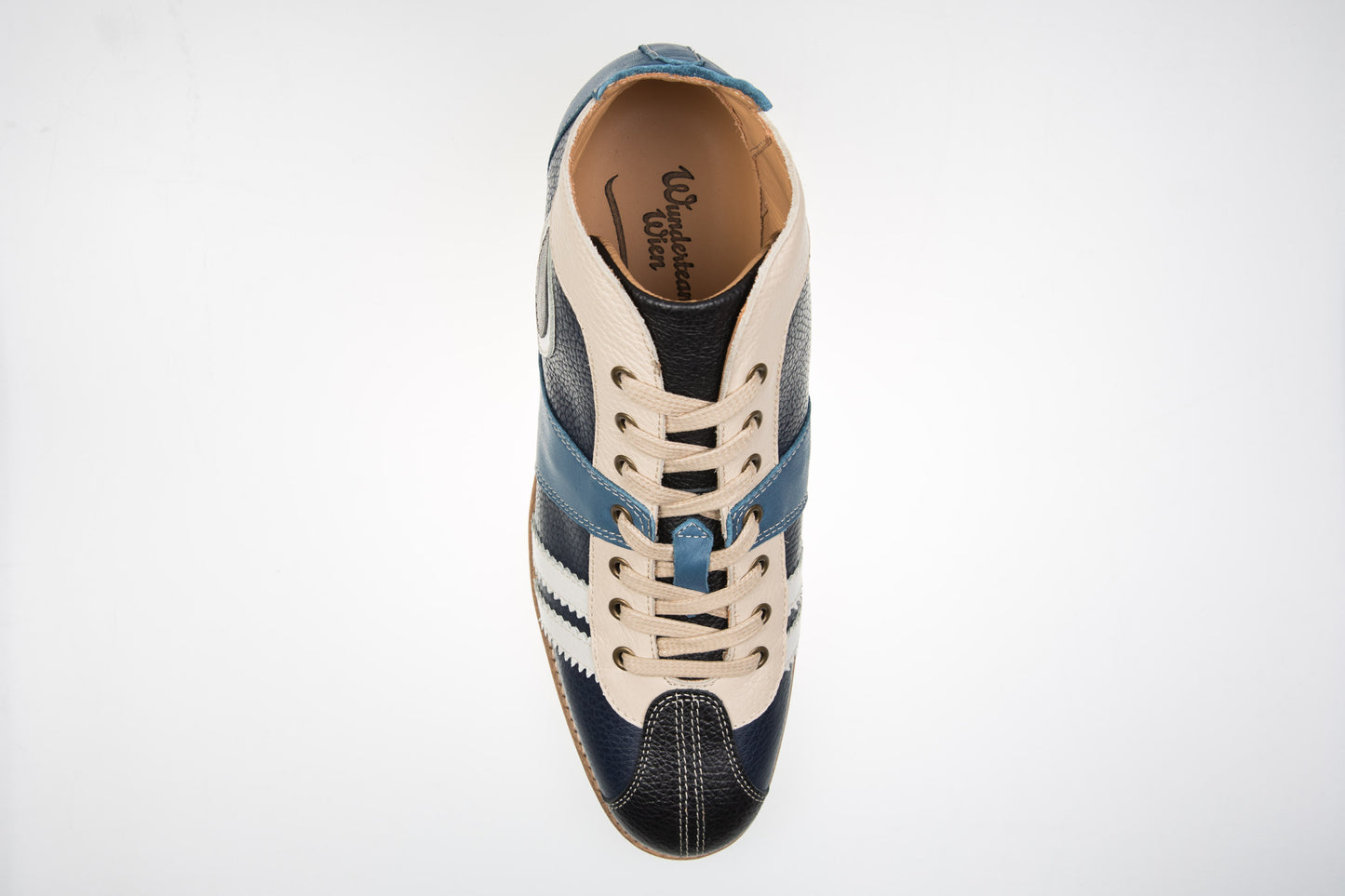 "The Racer" Retro Sneaker Leder_blau-dunkelblau-grau