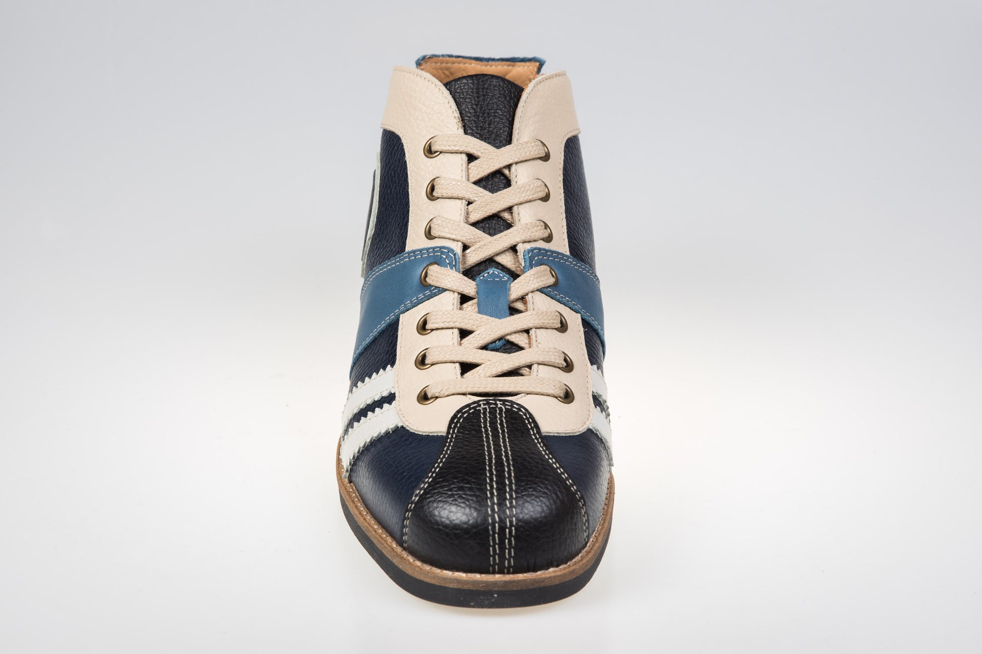"The Racer" Retro Sneaker Leder_blau-dunkelblau-grau
