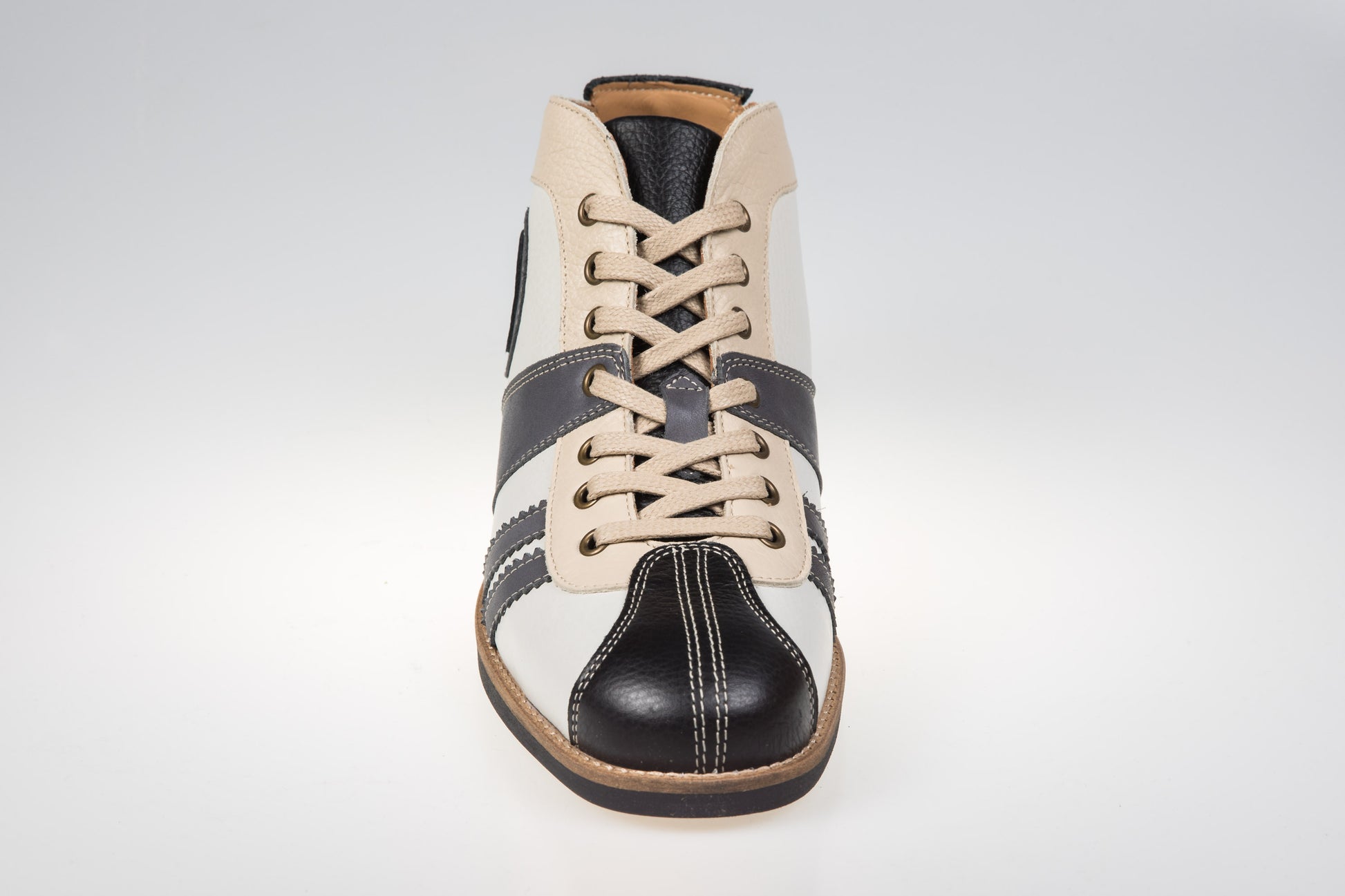 "The Racer" Retro Sneaker Leder_ schwarz/weiß/grau