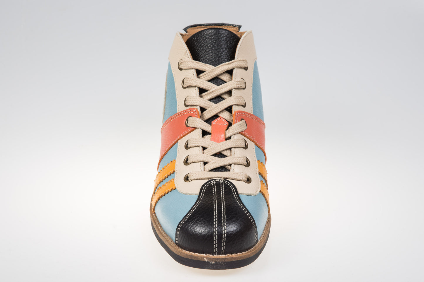 "The Racer" Retro Sneaker Leder_schwarz-hellblau-orange-gelb
