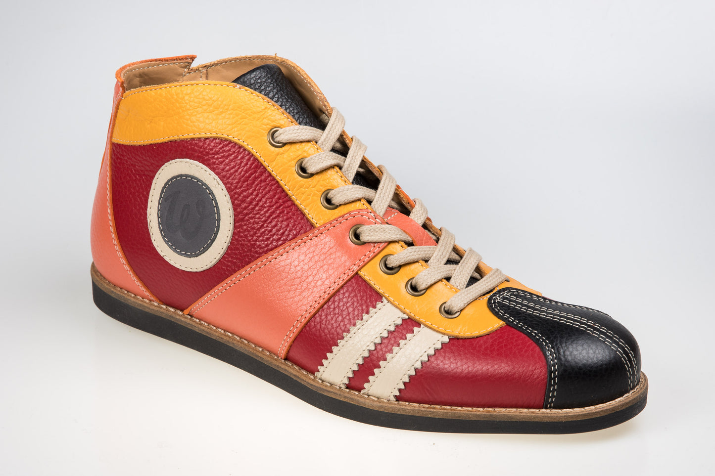 "The Racer" Retro Sneaker Leder_rosa/rot/gelb