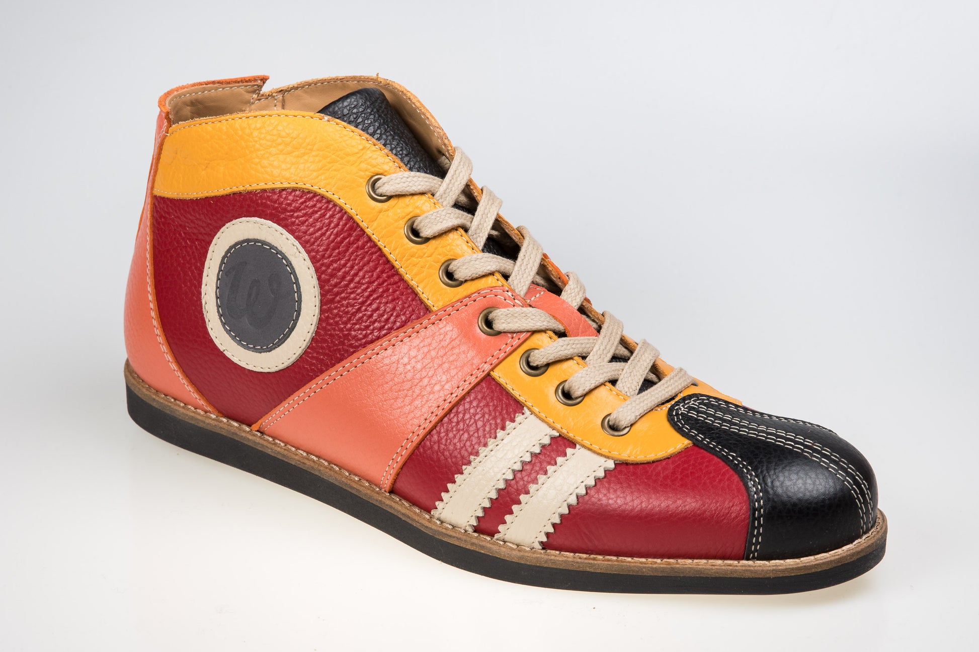 "The Racer" Retro Sneaker Leder_rosa/rot/gelb