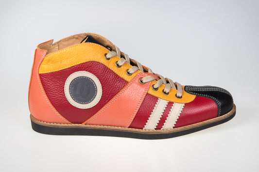 "The Racer" Retro Sneaker Leder_rosa/rot/gelb