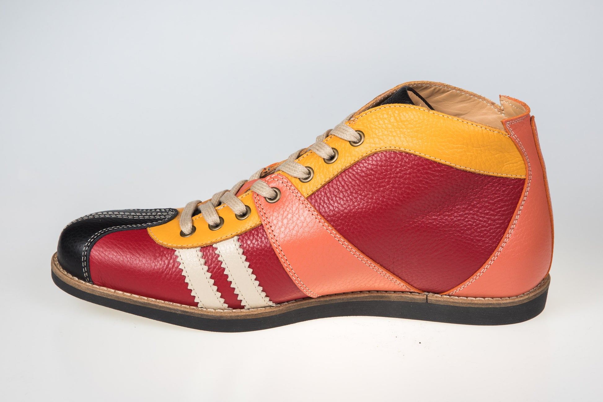 "The Racer" Retro Sneaker Leder_rosa/rot/gelb
