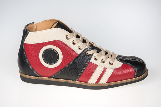 "The Racer" Retro Sneaker Leder_schwarz_rot_creme