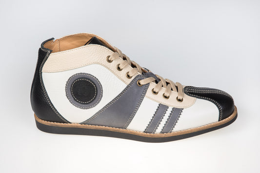 "The Racer" Retro Sneaker Leder_ schwarz/weiß/grau