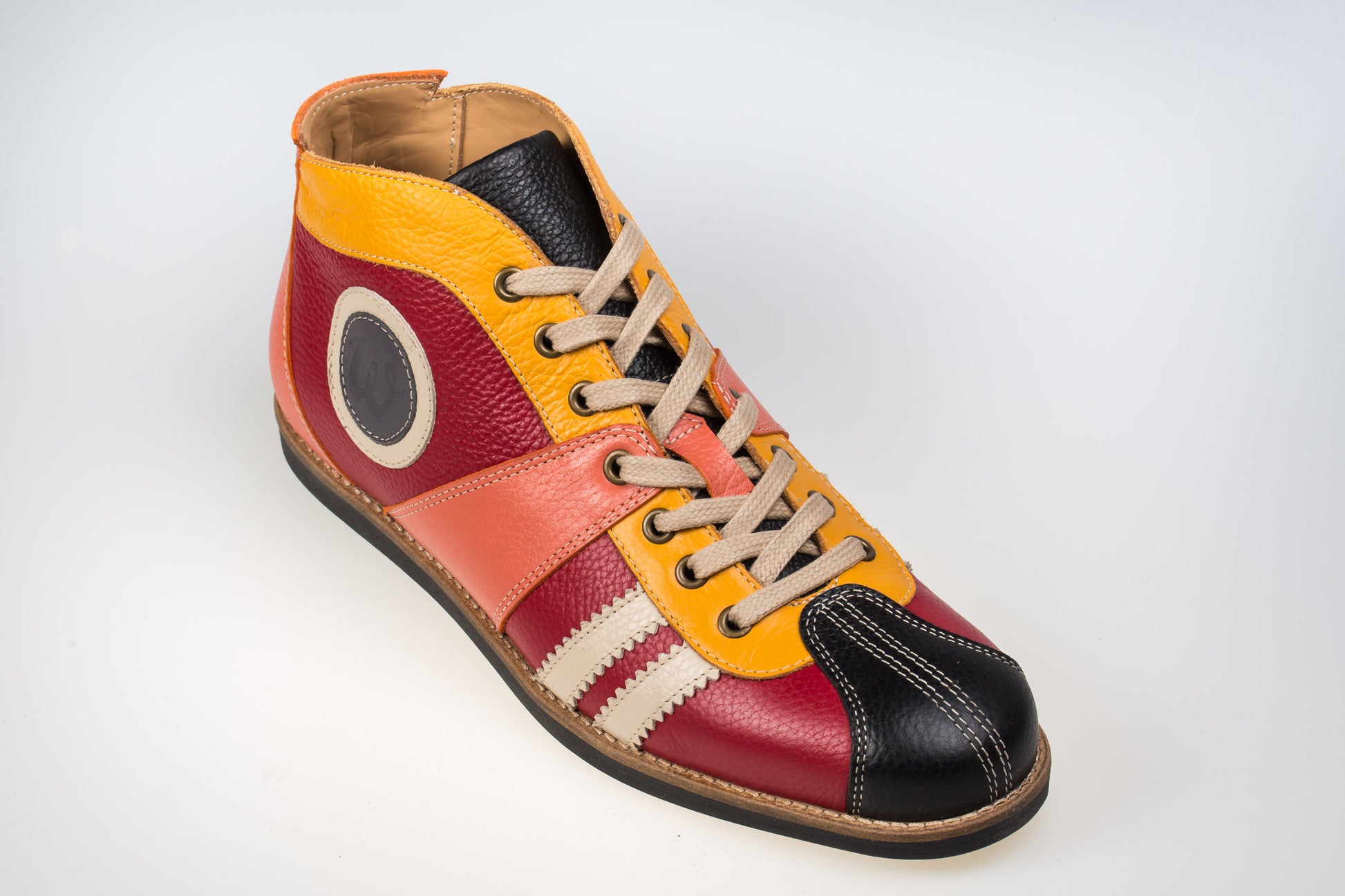 "The Racer" Retro Sneaker Leder_rosa/rot/gelb