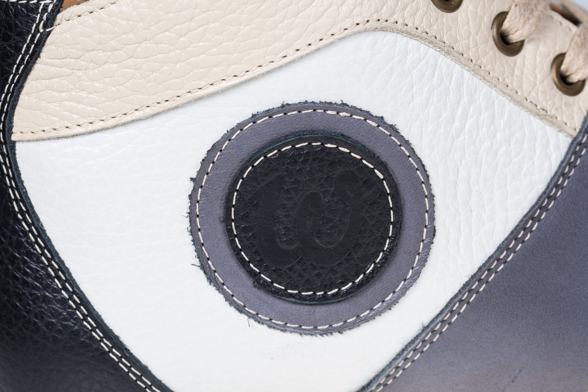 "The Racer" Retro Sneaker Leder_ schwarz/weiß/grau