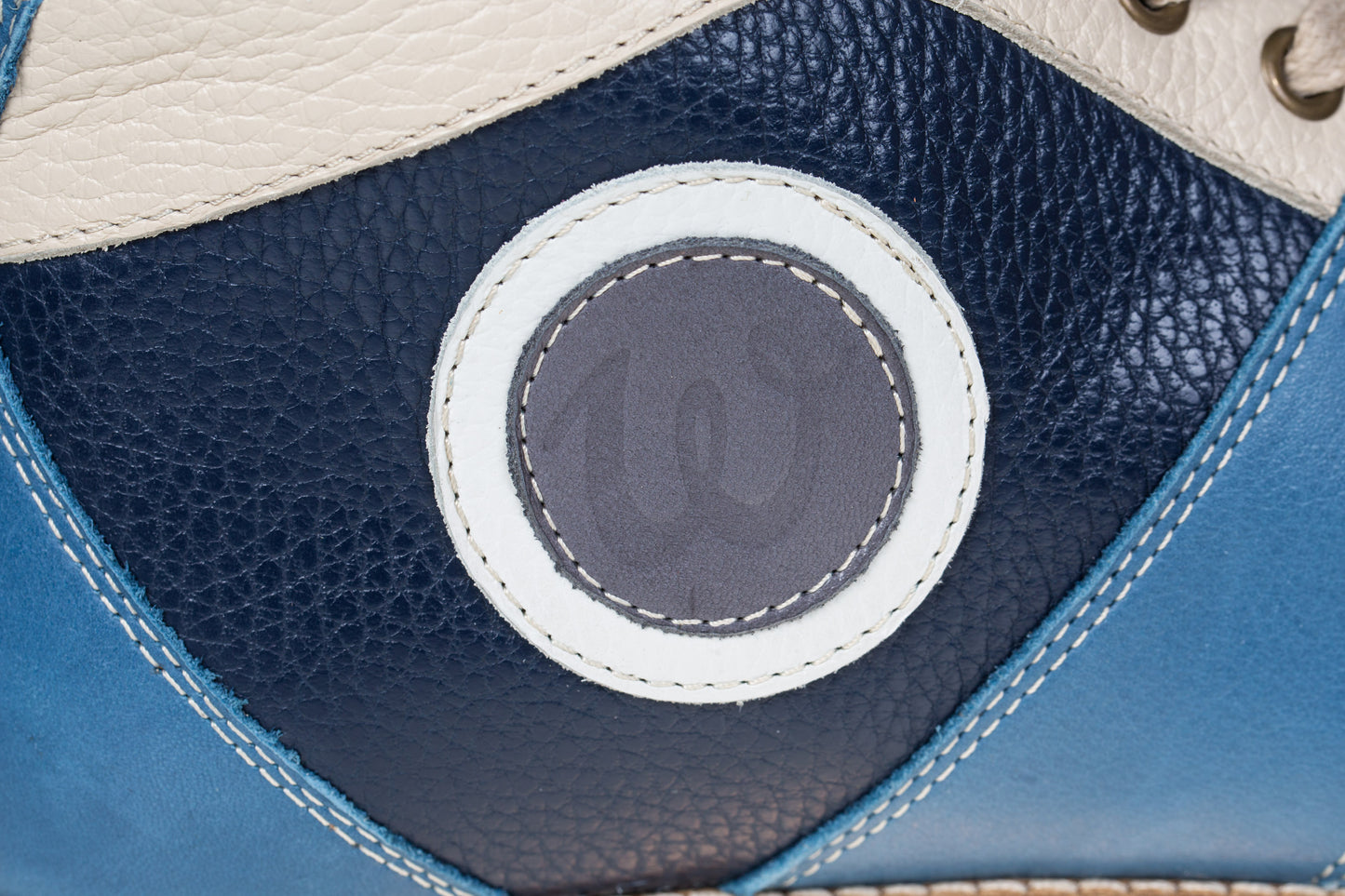"The Racer" Retro Sneaker Leder_blau-dunkelblau-grau