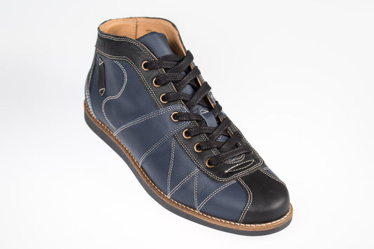 "The Kicker" Leder Schuh in dunkelblau/schwarz