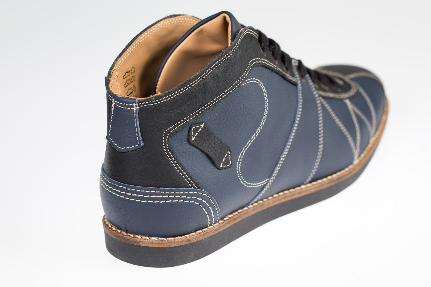 "The Kicker" Leder Schuh in dunkelblau/schwarz