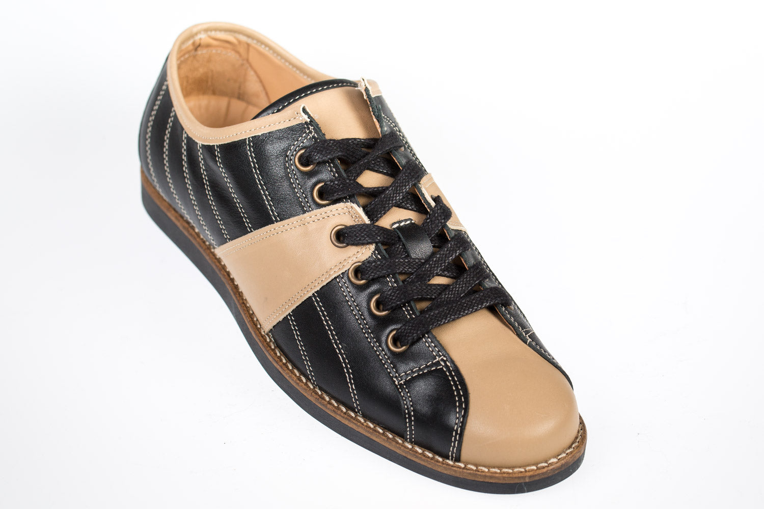 Retro Sneaker Echtleder schwarz_beige