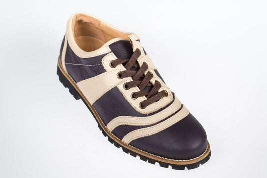 Retro Sneaker Echtleder violett_creme_Vibram