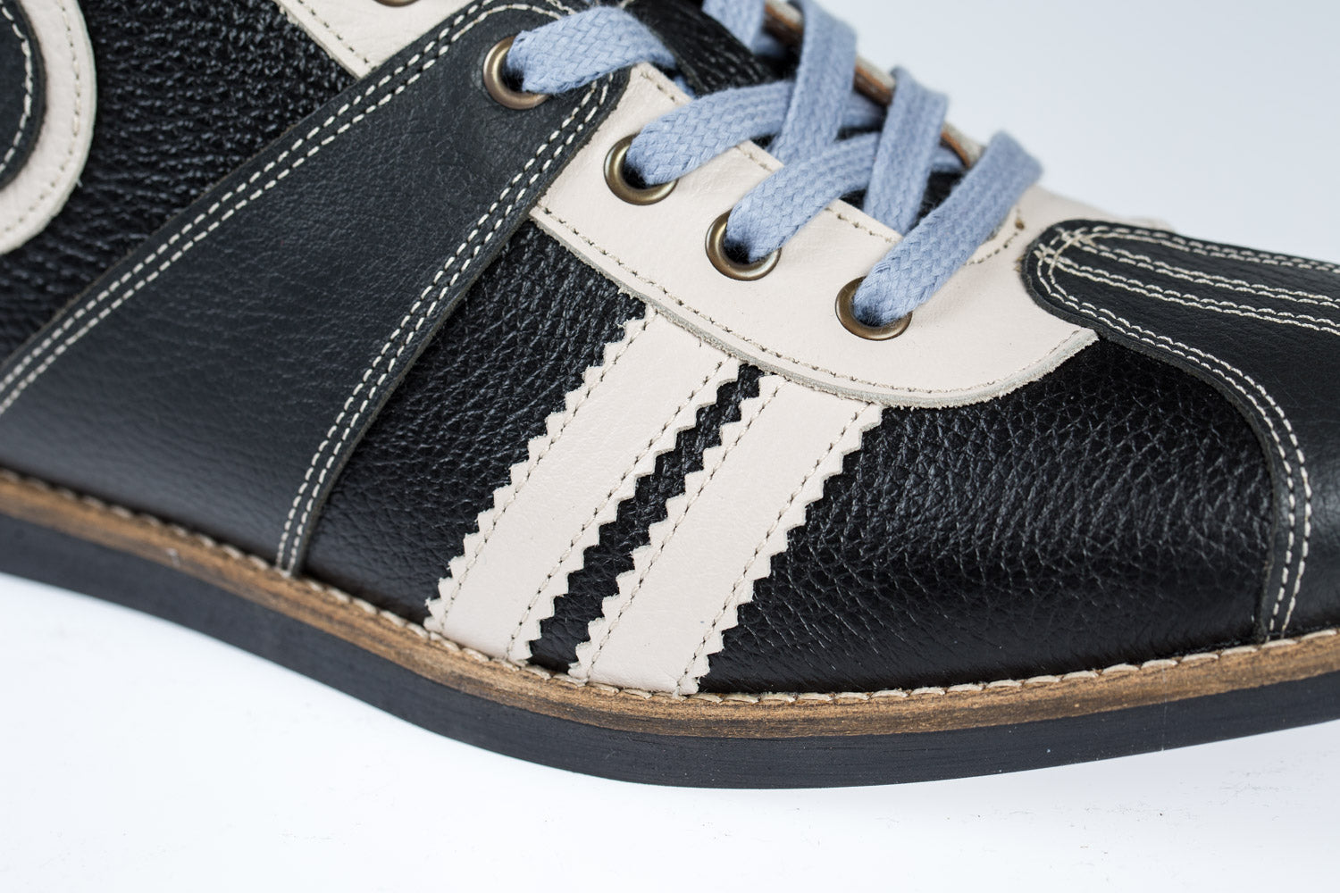 "The Racer" retro Leder Sneaker grau/schwarz/weiß