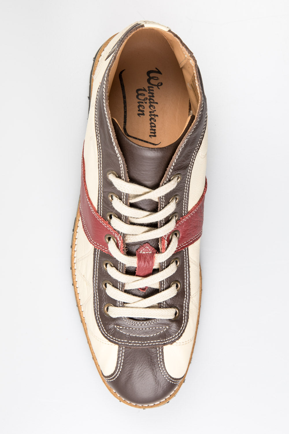 creme-braun-weinrote Retro Sneaker "the Kicker"