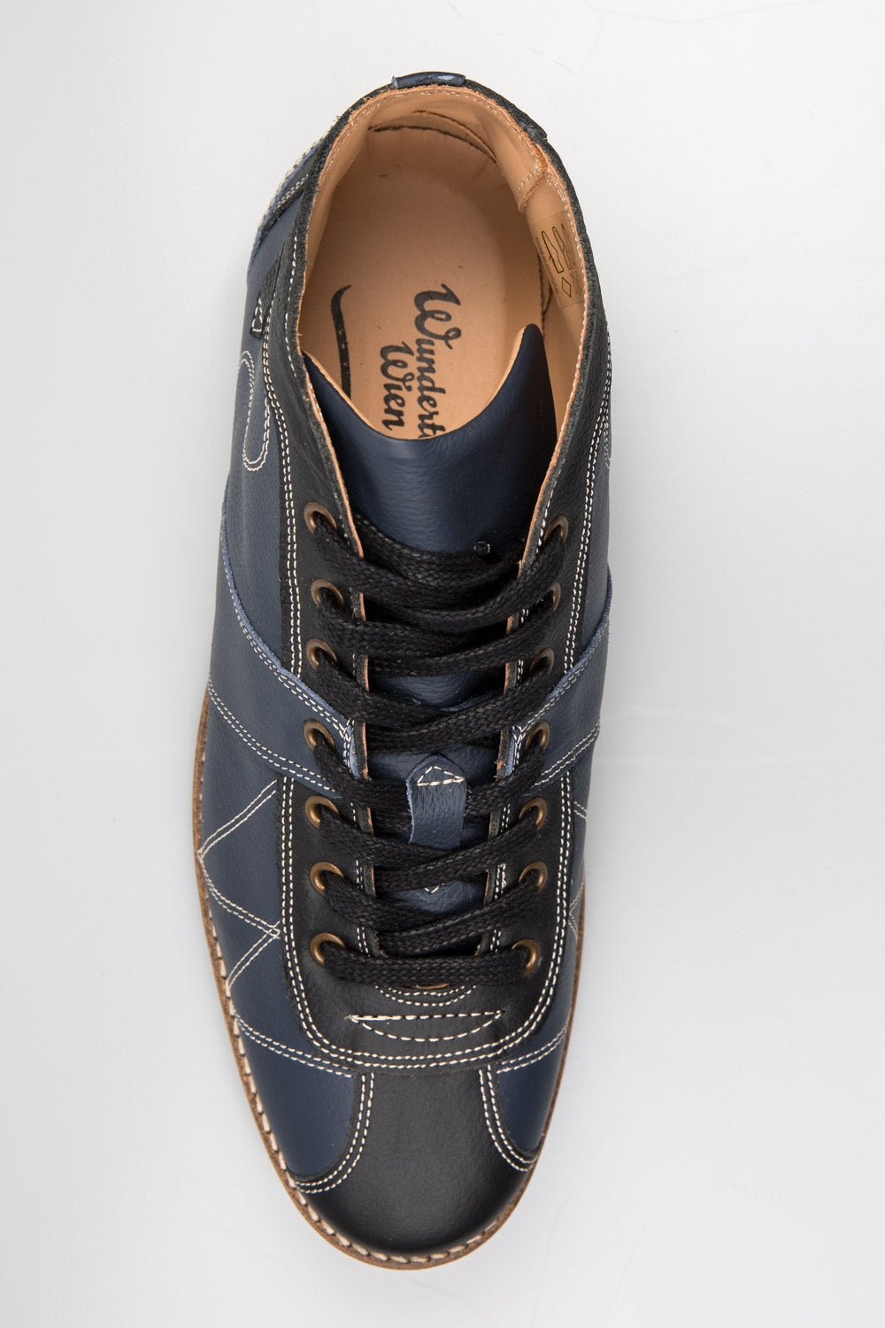 "The Kicker" Leder Schuh in dunkelblau/schwarz