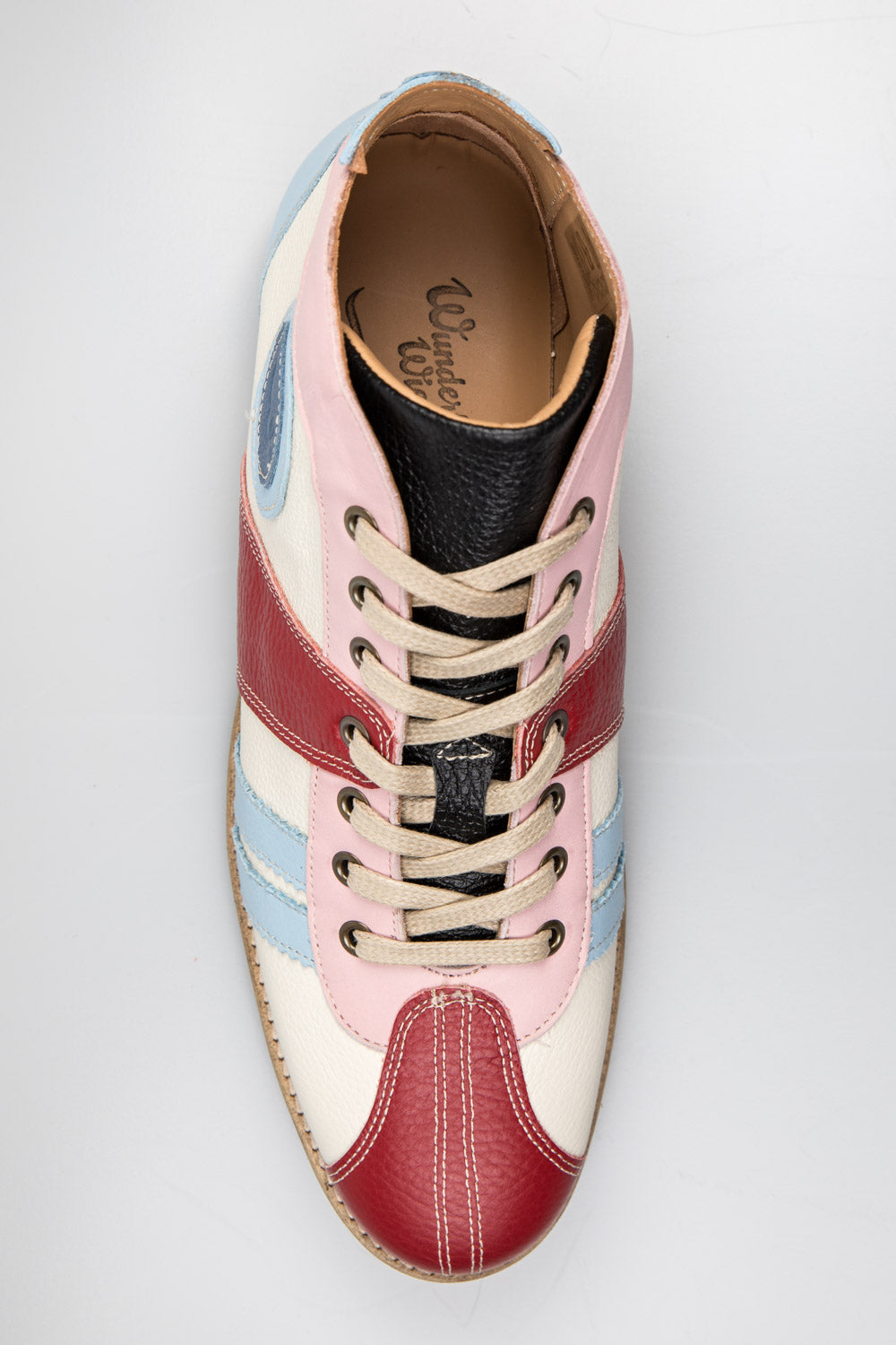 "The Racer" Retro Leder Sneaker hellblau/blau/weiß/rosa/rot
