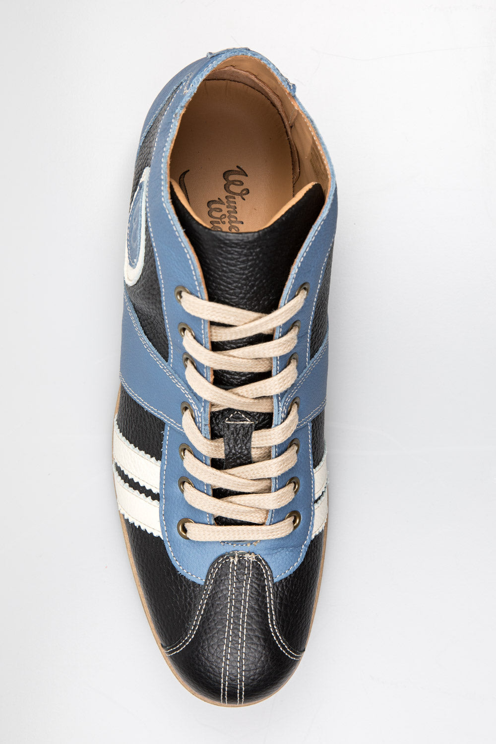 "The Racer" Retro Sneaker Leder_ hellblau/schwarz/weiß