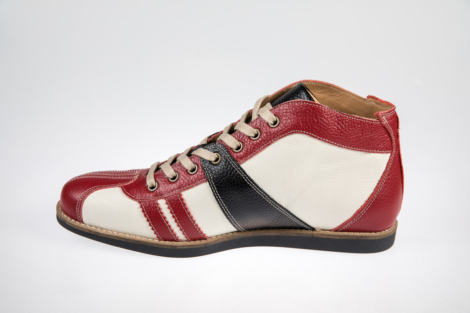 "The Racer" Retro  Leder Sneaker rot/weiß/schwarz
