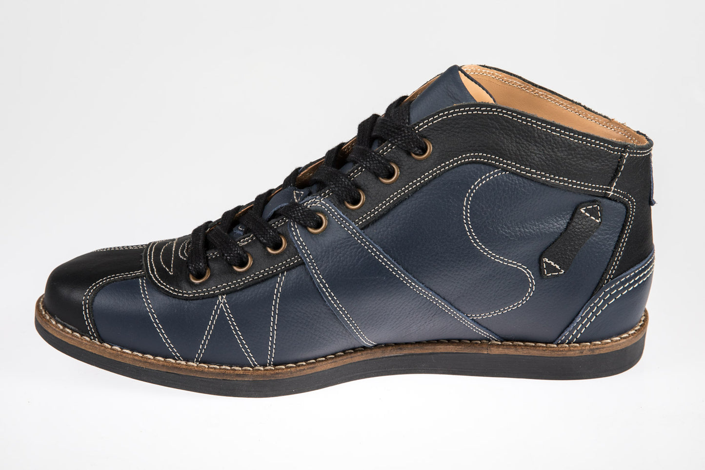 "The Kicker" Leder Schuh in dunkelblau/schwarz