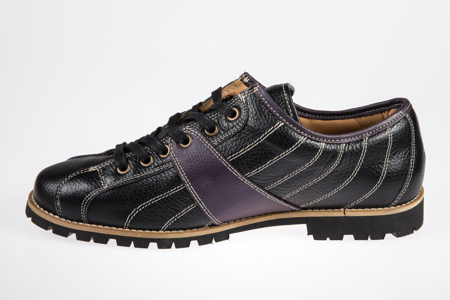 Retro Sneaker Echtleder schwarz_violett_Vibram