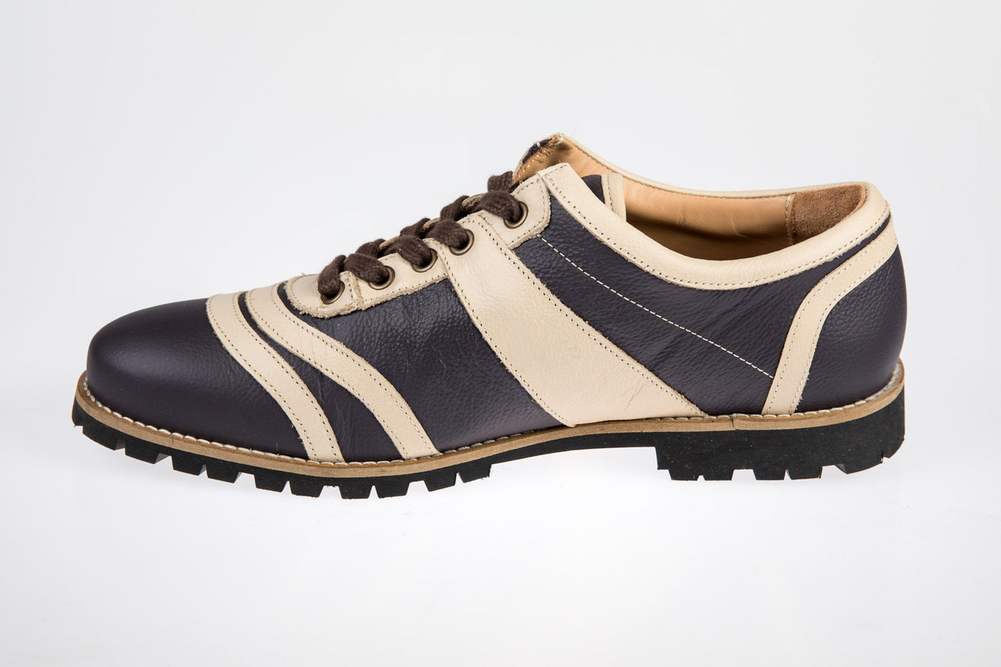 Retro Sneaker Echtleder violett_creme_Vibram
