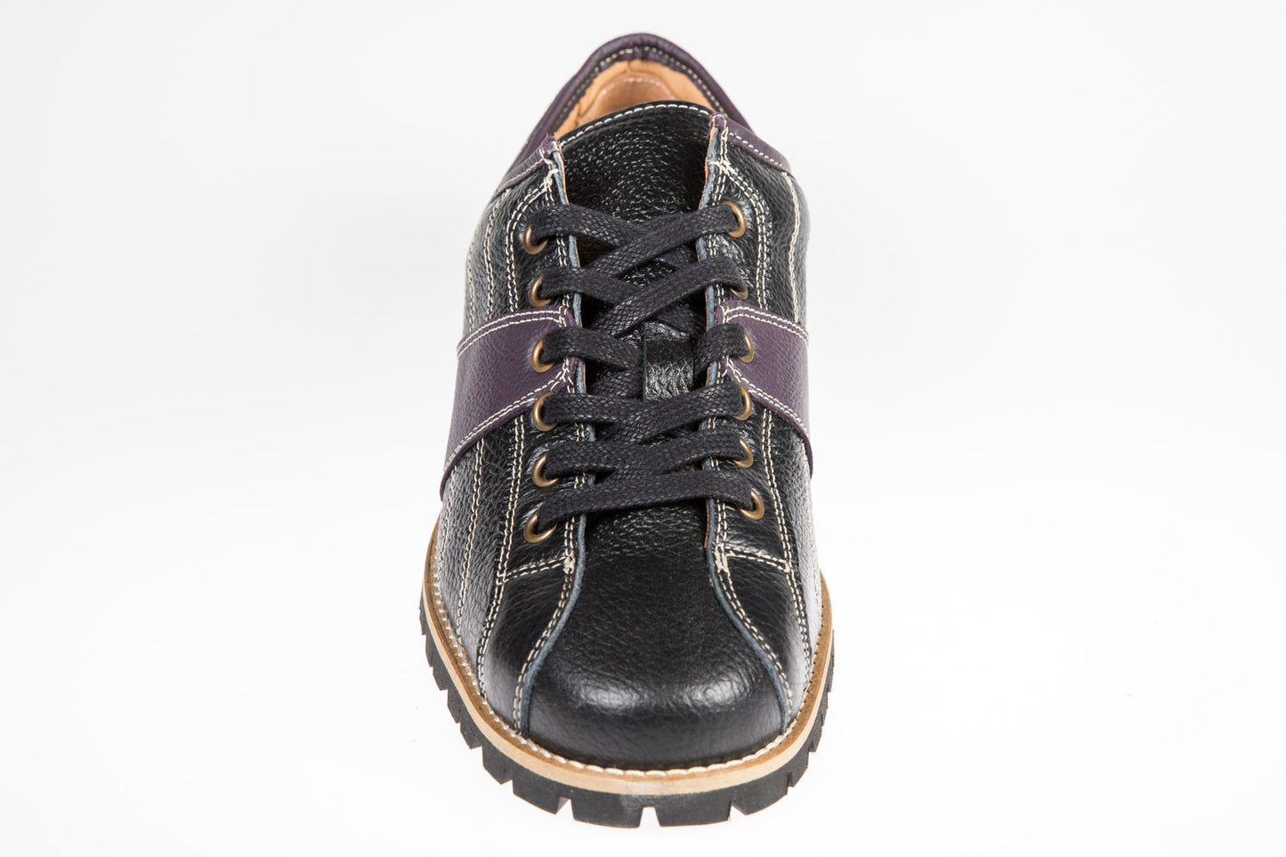 Retro Sneaker Echtleder schwarz_violett_Vibram