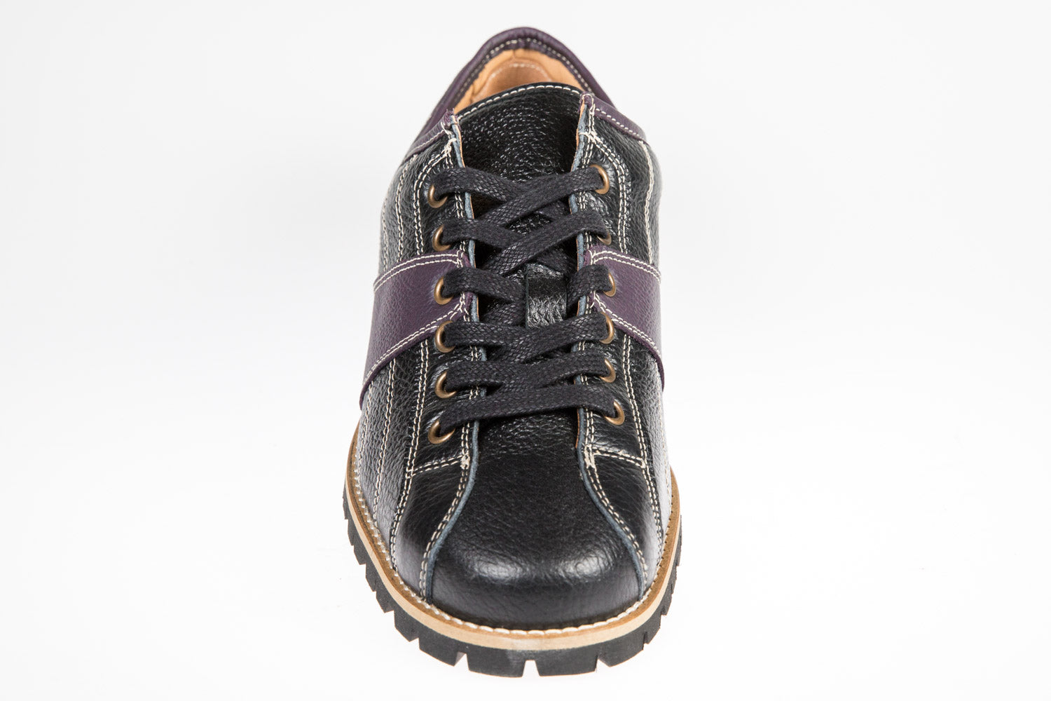 Retro Sneaker Echtleder schwarz_violett_Vibram