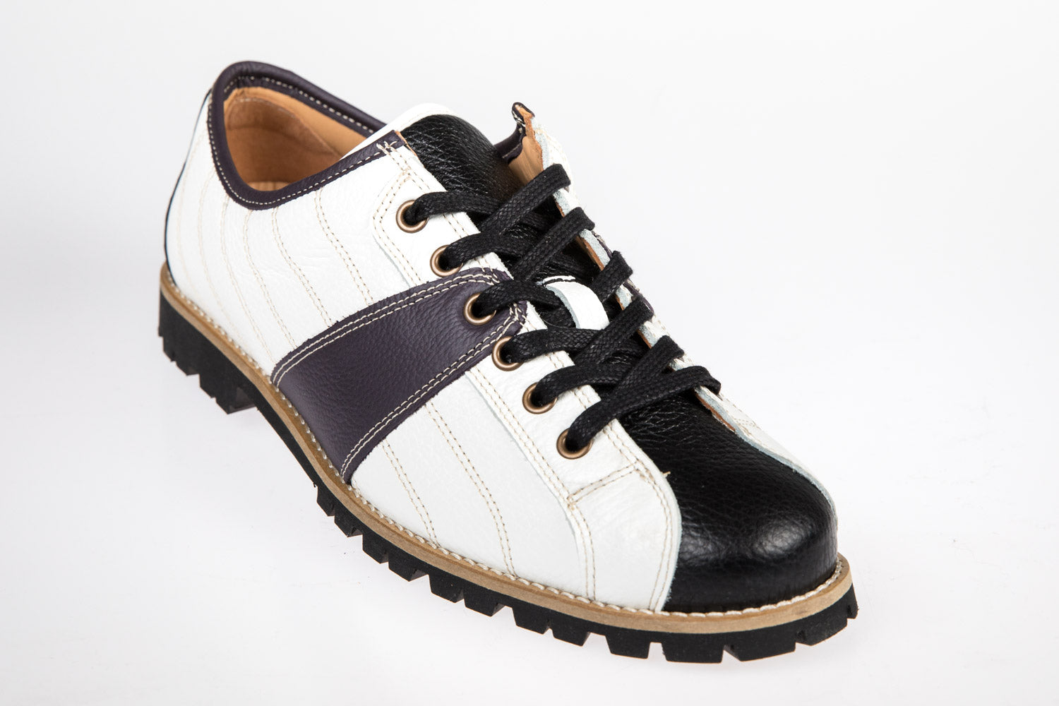 Retro Sneaker Echtleder weiß_violett_schwarz_Vibram