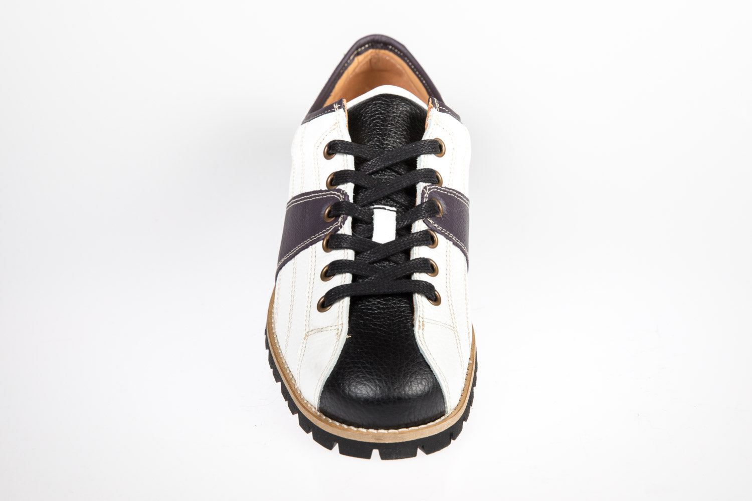 Retro Sneaker Echtleder weiß_violett_schwarz_Vibram