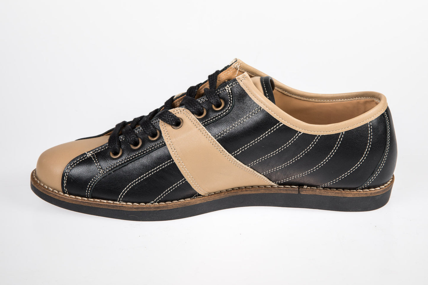 Retro Sneaker Echtleder schwarz_beige