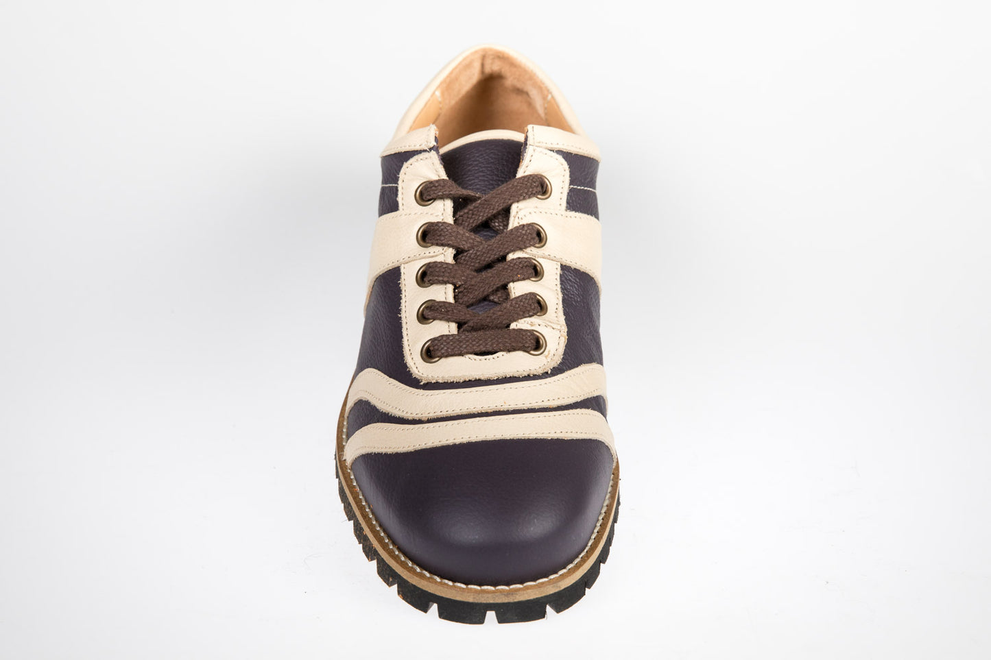 Retro Sneaker Echtleder violett_creme_Vibram