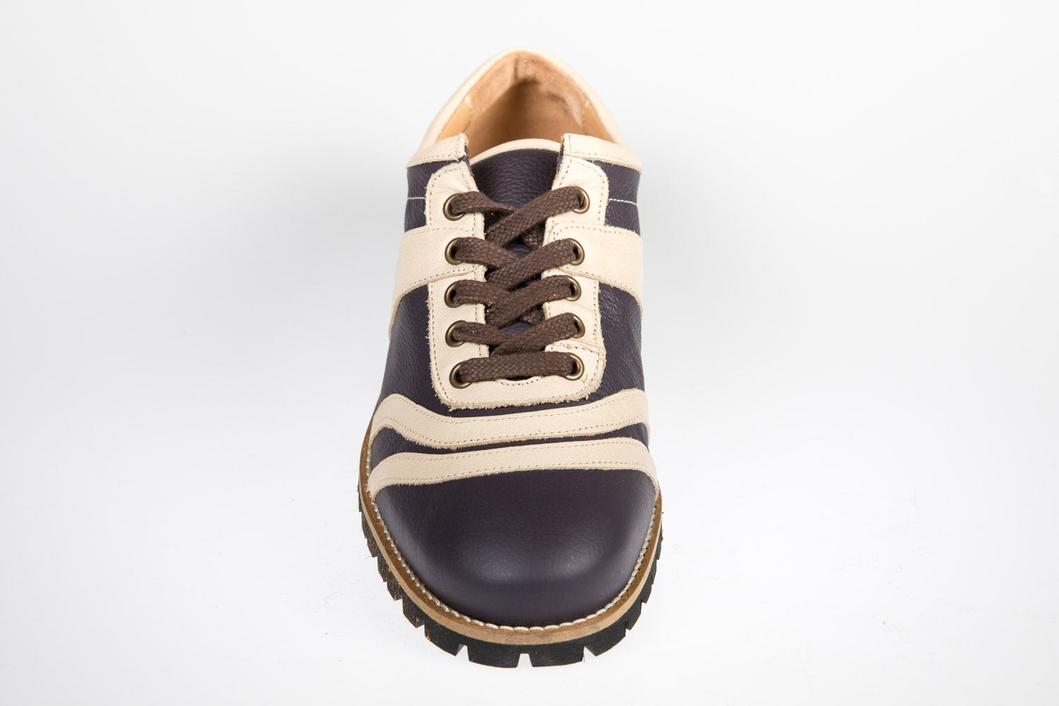 Retro Sneaker Echtleder violett_creme_Vibram