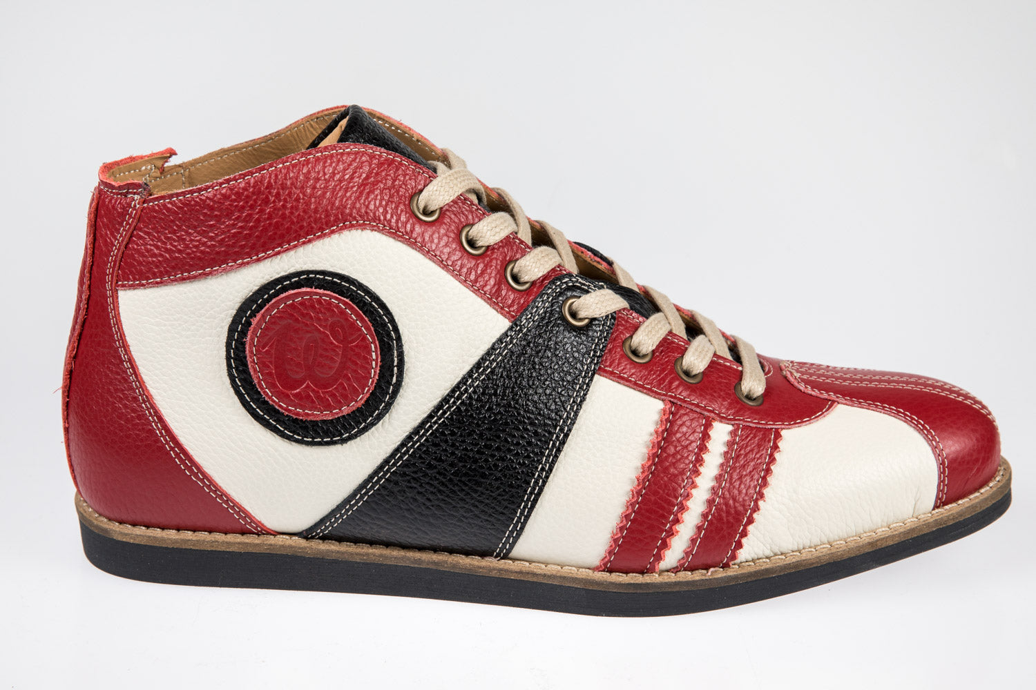 "The Racer" Retro  Leder Sneaker rot/weiß/schwarz