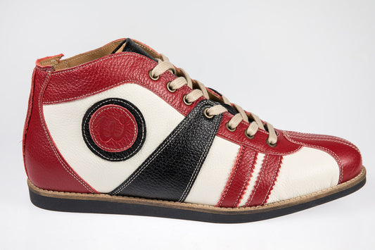 "The Racer" Retro  Leder Sneaker rot/weiß/schwarz