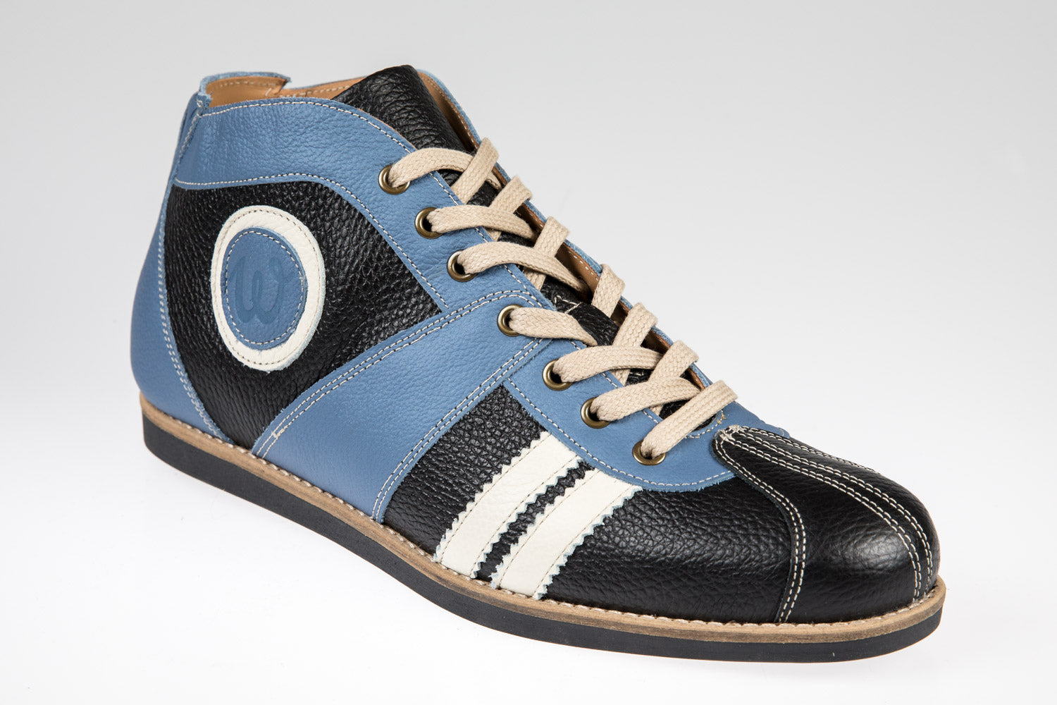 "The Racer" Retro Sneaker Leder_ hellblau/schwarz/weiß
