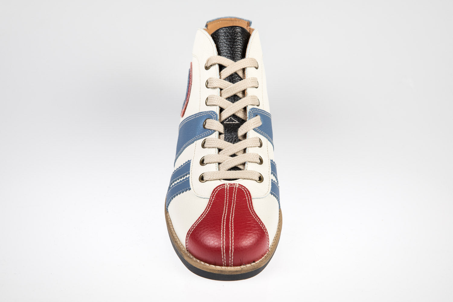 "The Racer" Retro Leder Sneaker hellblau/weiß/rot