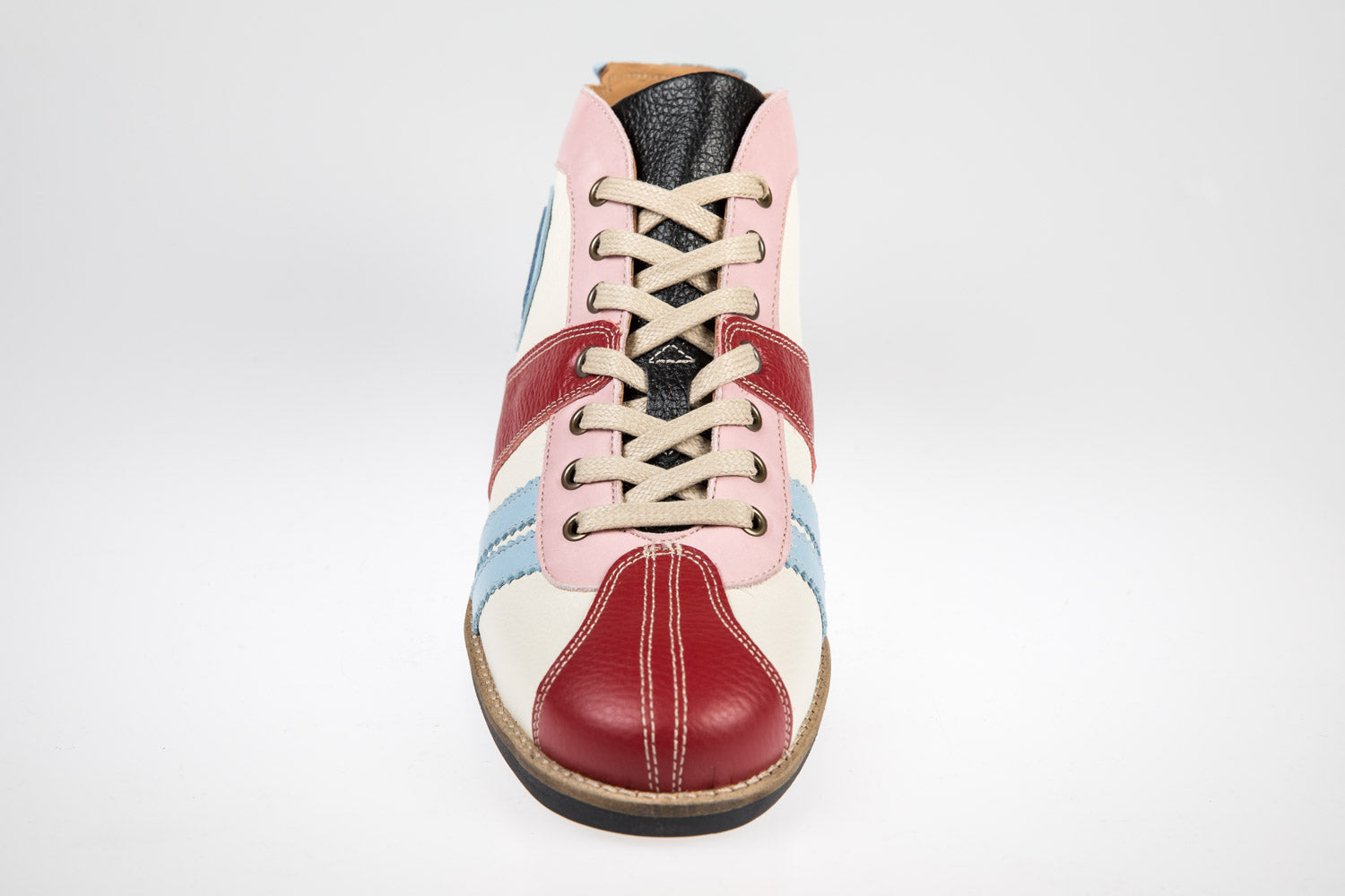 "The Racer" Retro Leder Sneaker hellblau/blau/weiß/rosa/rot