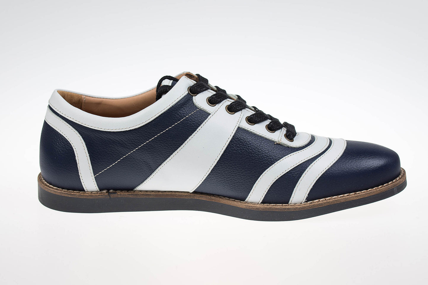 Retro Leder Sneaker blau_weiß