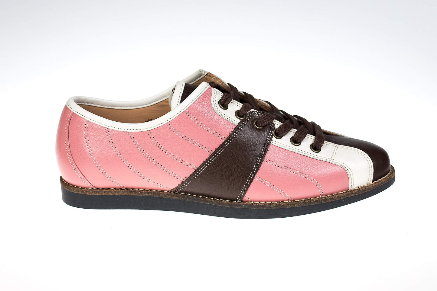 New Bowler - dusky pink/white/brown