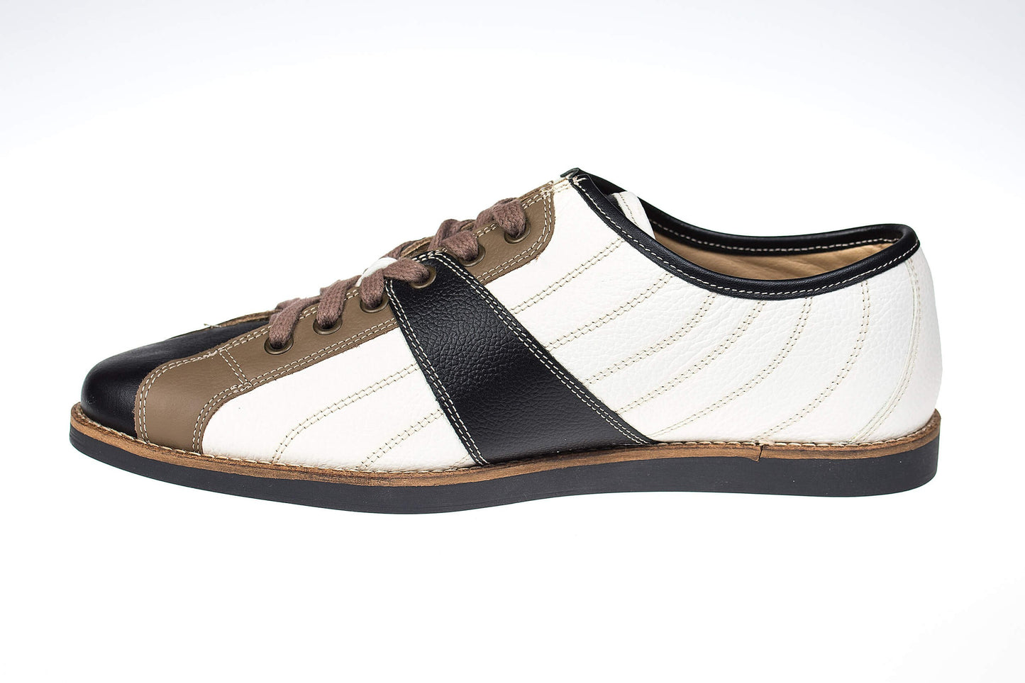 Retro Sneaker Leder weiß/british oak/schwarz