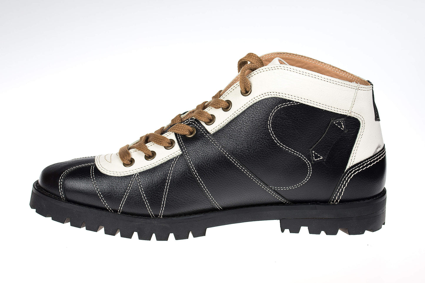 "The HEAVY Kicker" Leder Retro Sneaker - schwarz/creme