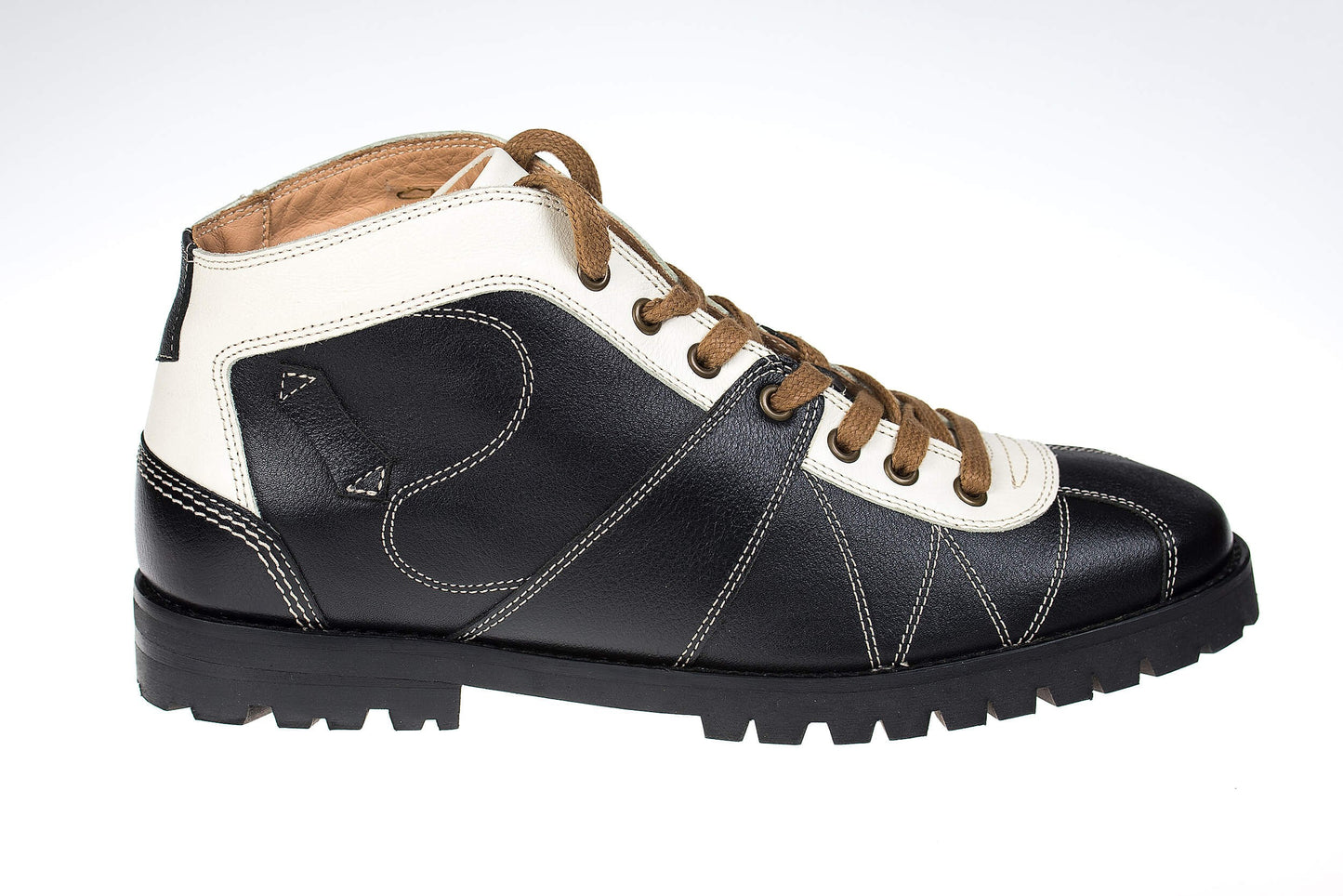 "The HEAVY Kicker" Leder Retro Sneaker - schwarz/creme