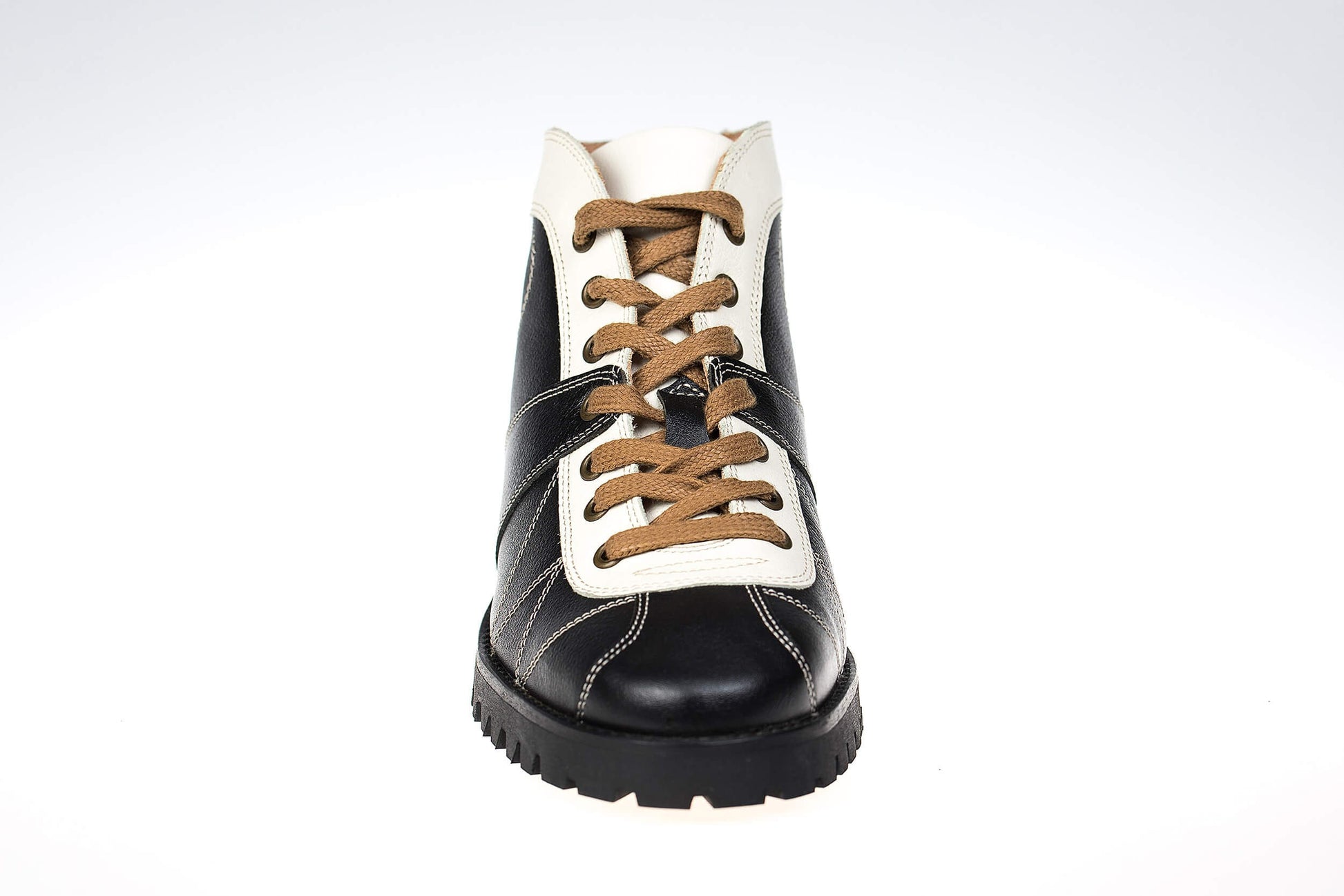 "The HEAVY Kicker" Leder Retro Sneaker - schwarz/creme